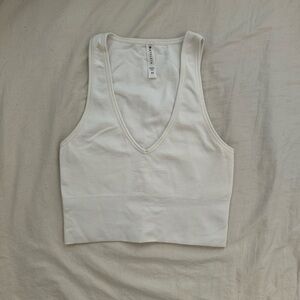 White Athleta Aurora Seamless Crop Rib Tank